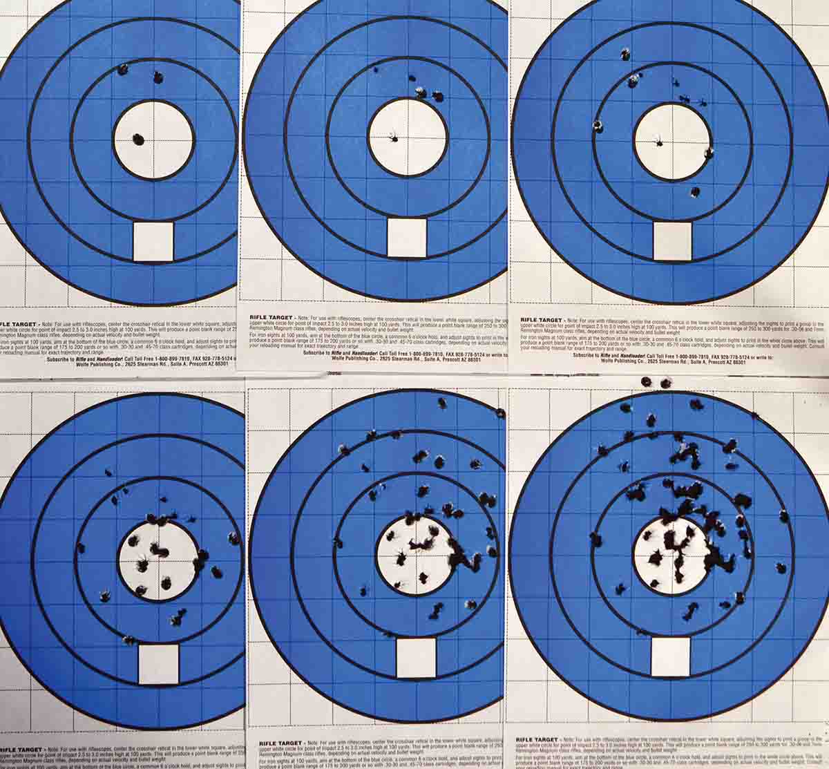 Six groups were shot with the Ruger Hawkeye FTW Hunter with a Swarovski X5i 3.5-18x 50mm P scope using SIG 6.5 Creedmoor 120-grain HT hunting ammunition. From the start, the rifle and ammunition did not get along.